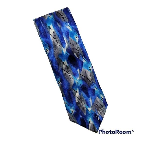 J. Garcia Mens Tie Silk 60" Necktie Abstract Blue Vid Game Collectors Edition - Picture 1 of 11